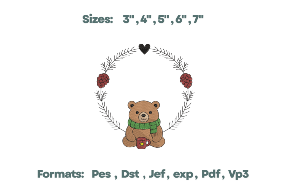 Bear Winter Scarf Wreath Embroidery Review