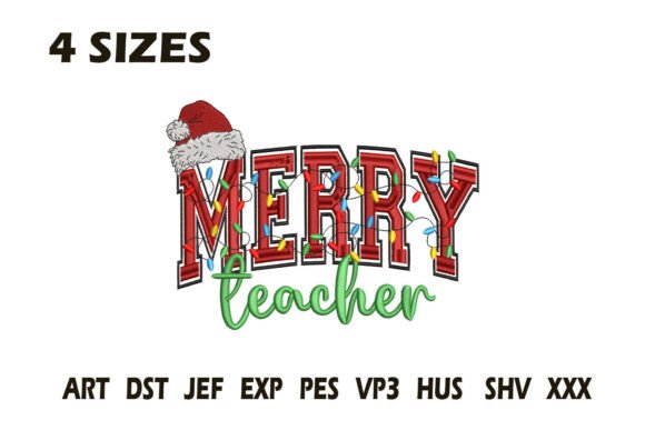 Merry Teacher Embroidery: A Designer's Review for Boutique Sweatshirts